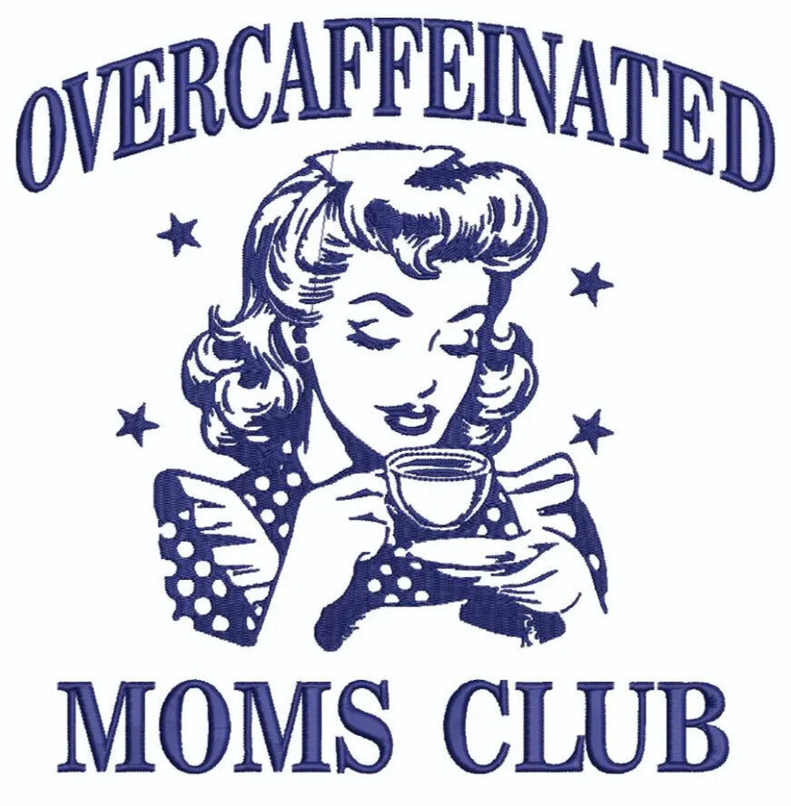 “Overcaffeinated Moms Club” Embroidered Tote Bag