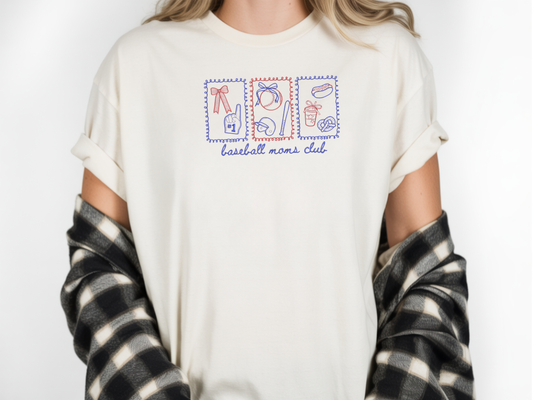 Baseball Moms Club Embroidered Tee