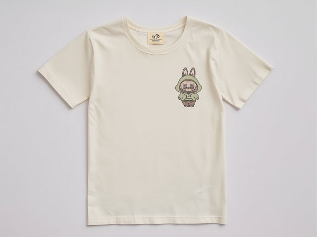 🧸 "Cozy Labubu" Embroidered Pocket Tee – Hoodie Bunny Vibes