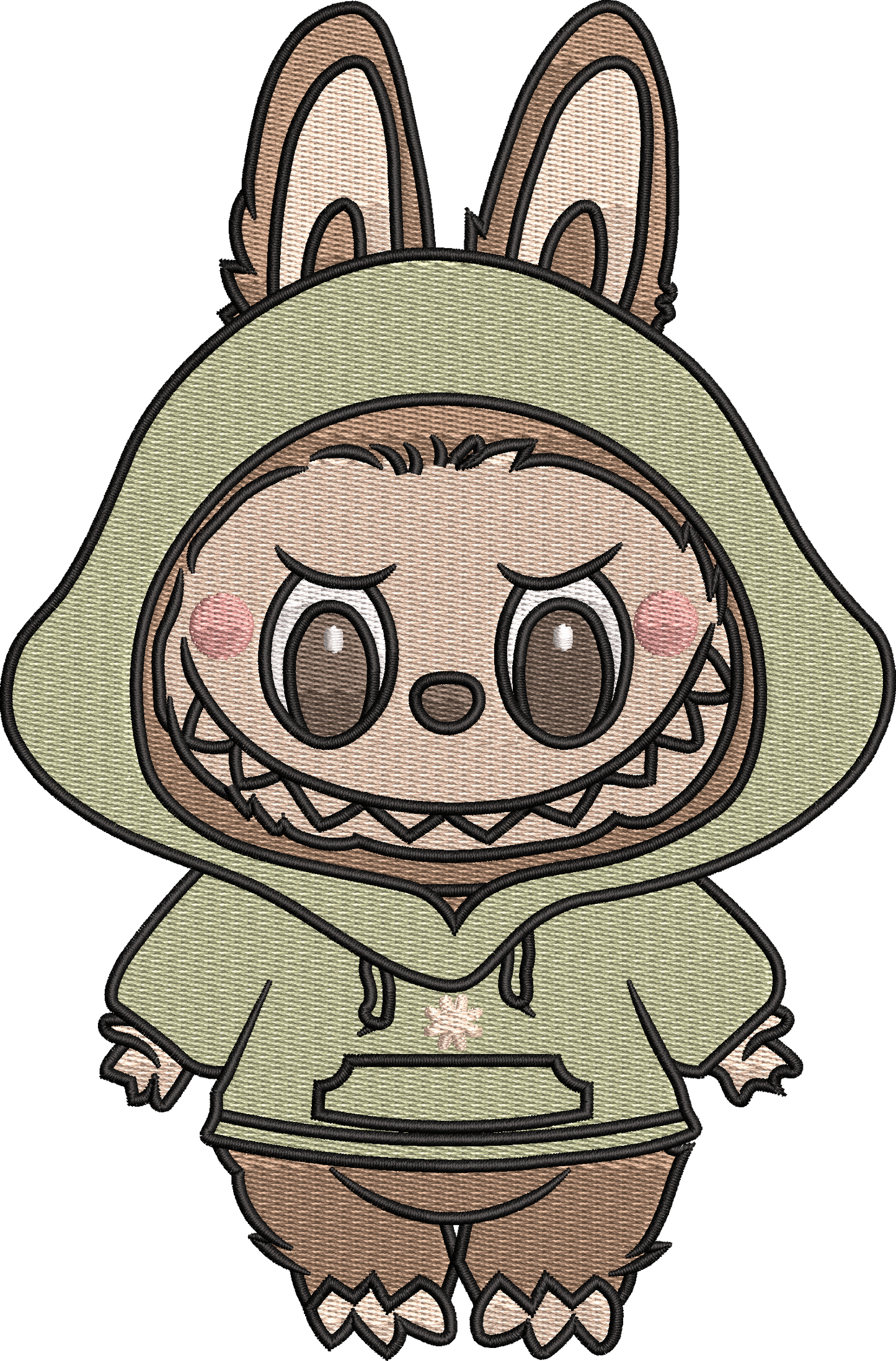 🧸 "Cozy Labubu" Embroidered Pocket Tee – Hoodie Bunny Vibes