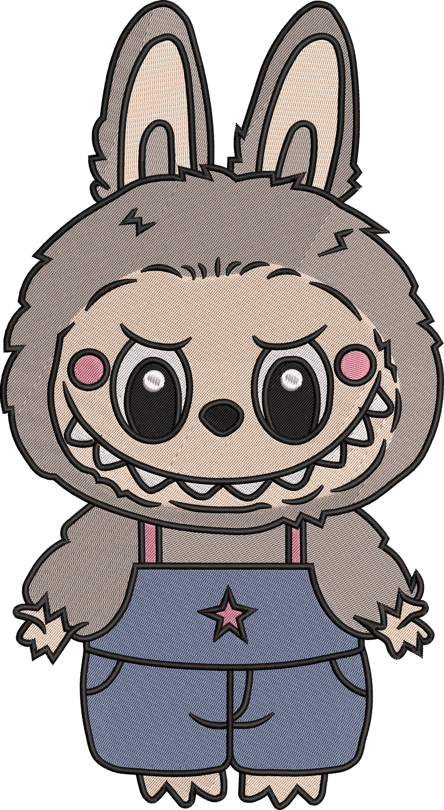 π§ "Workday Labubu" Embroidered Pocket Tee β Bunny in Overalls Design