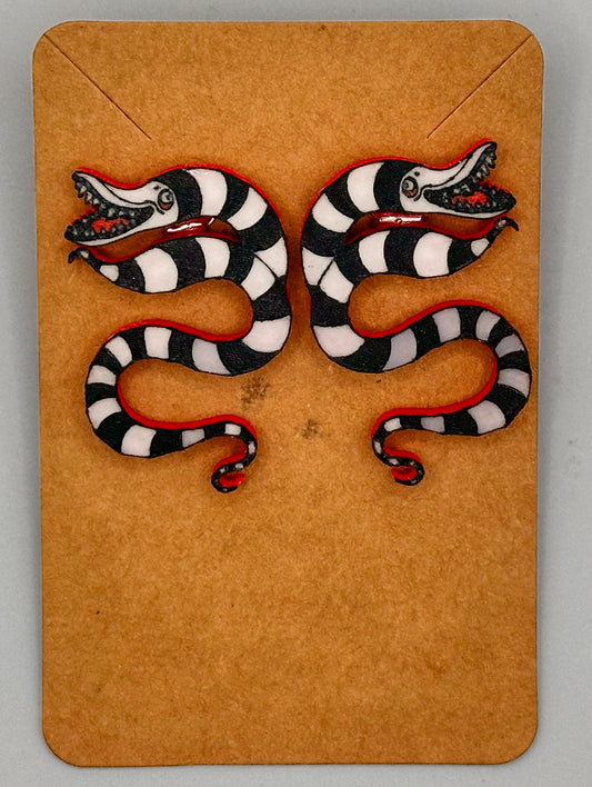 Beetlejuice Sandworm Earrings – 3D Printed Halloween Jewelry