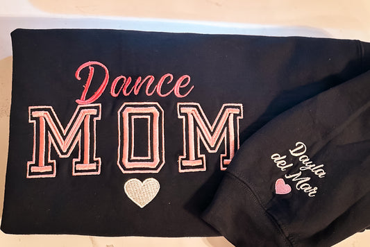Matching “Dance Mom” & “I’m the Dancer She Moms” Embroidered Sweatshirt Set 💃