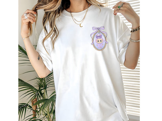🎀 "Pastel Labubu Cameo" DTV Tee – Kawaii Portrait Style