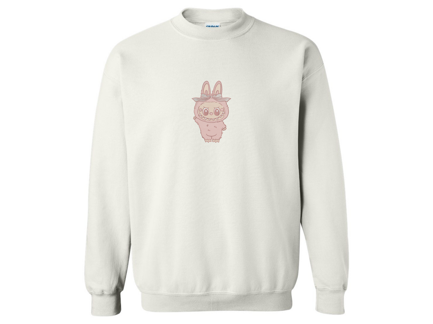 🧸 "Blush Labubu" Embroidered Sweatshirt – Soft & Subtle Bunny Vibes