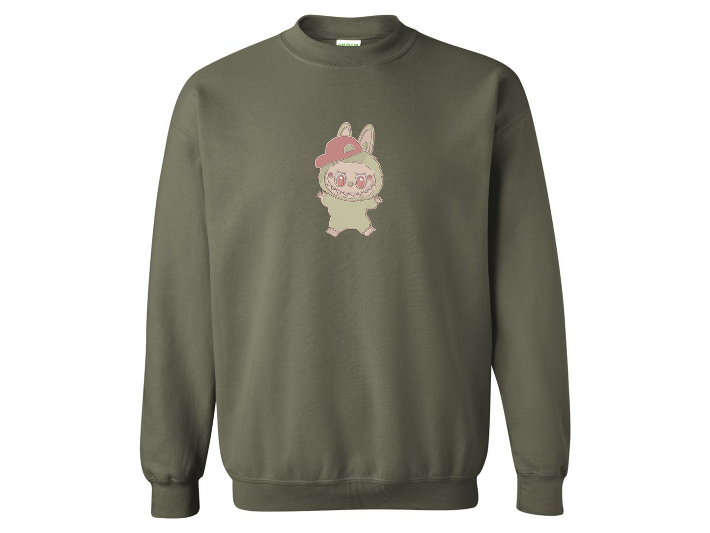 🧢 "Playful Labubu" Embroidered Sweatshirt – Bunny with Red Cap