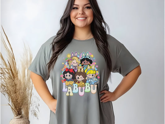 👑 "Princess Labubu Squad" DTV Tee – Fairytale Bunny Mashup