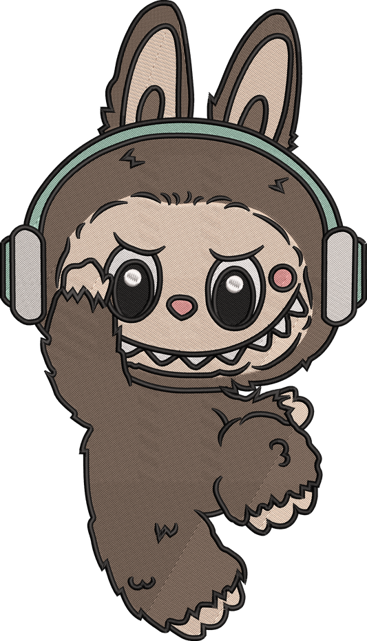 🎧 "Labubu Vibes" Embroidered Sweatshirt – Bunny with Headphones