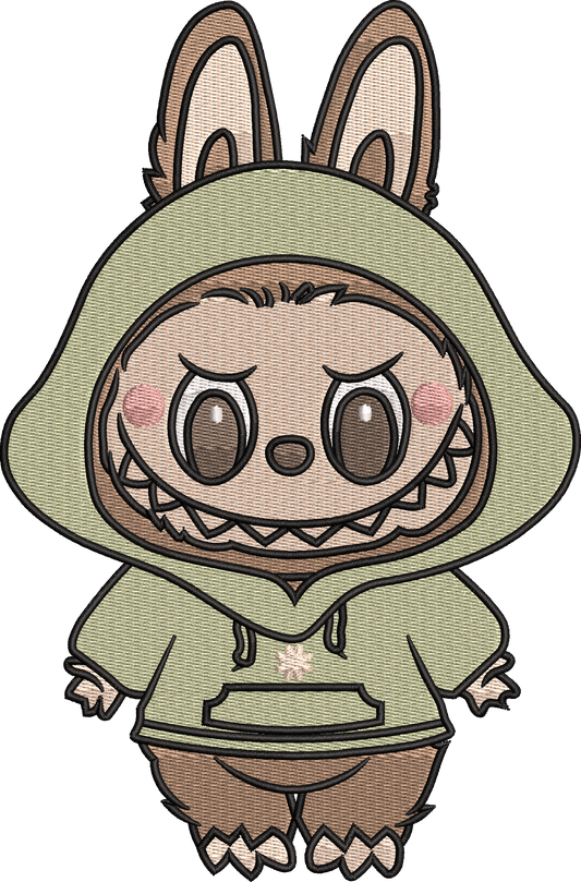 🧸 "Cozy Labubu" Embroidered Pocket Tee – Hoodie Bunny Vibes