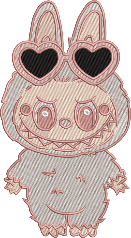 🎧 🖤 "Heart Eyes Labubu" Embroidered Sweatshirt – Bunny with Shades